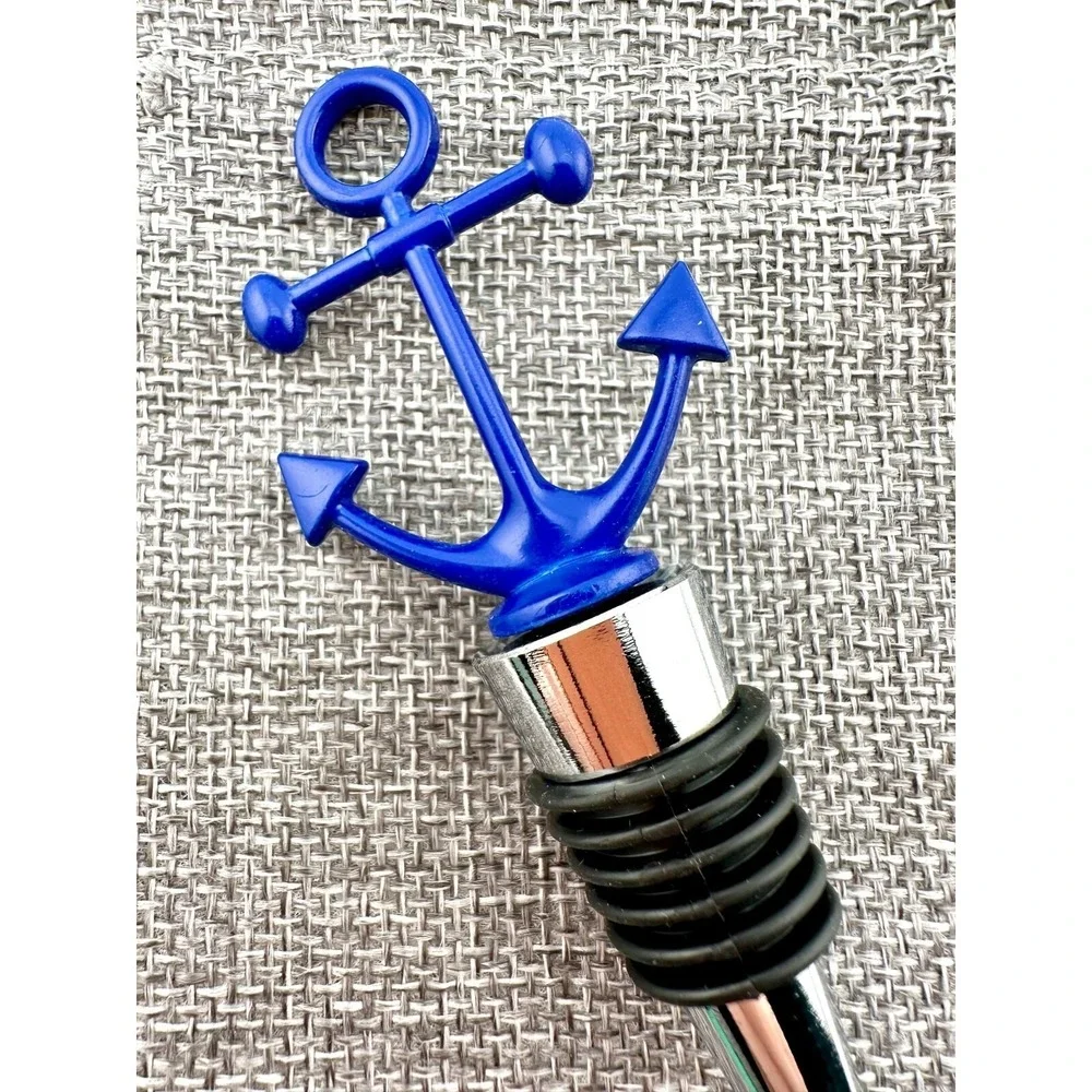 Boat‎ Anchor Bottle Stopper Cobalt Blue Cork Barware Gift Nautical NEW